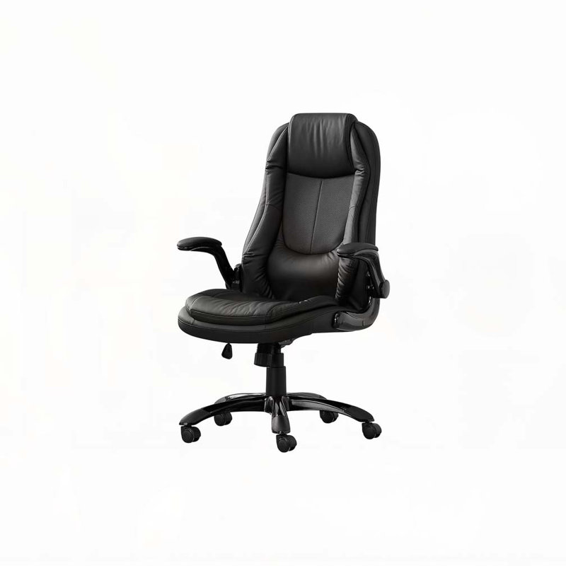 Office Chair,Adjustable Height,Swivel,Ergonomic,Armrests,Computer Desk,Work,Black Leather Look,Black Metal,Contemporary,