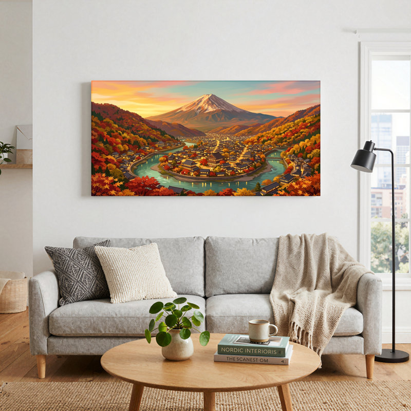 Ensemble de 1 tableau sur toile représentant un paysage d'automne, 32“W x 16”H, Wrapped Canvas