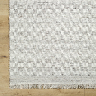 Lavande Hand-Woven Checkered Gray Rug