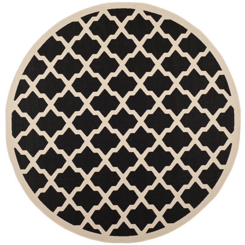 Arneshia Black Indoor/Outdoor Area Rug, Round 7'1"
