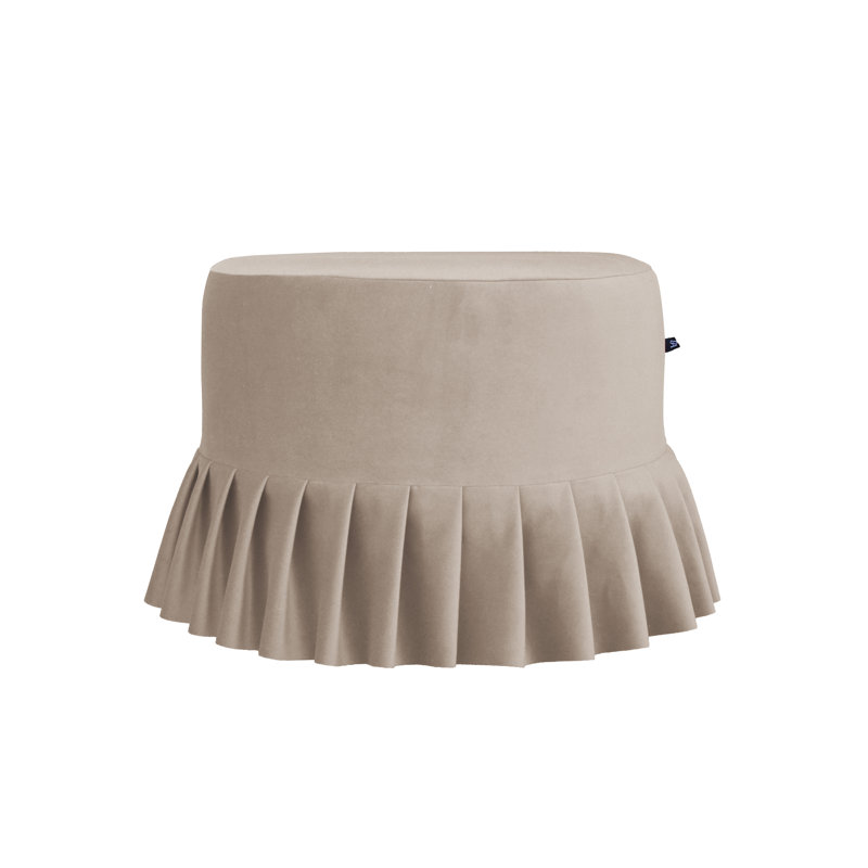 50cm Wide Round Solid Colour Ottoman, Beige
