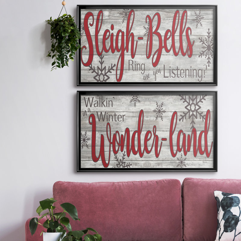 «Sleigh Bells», ensemble de 2 reproductions d'art sur toile encadrées, H 10,5 po x l 37 po x P 1,5 po, Argent