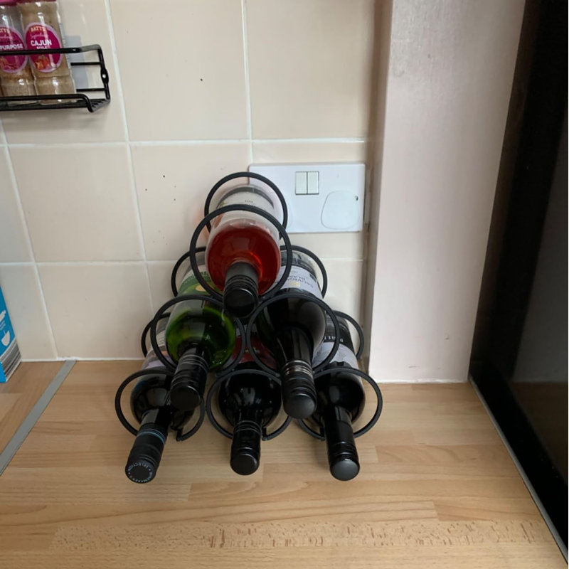 Palladio Floor Wine Bottle & Glass Rack Black