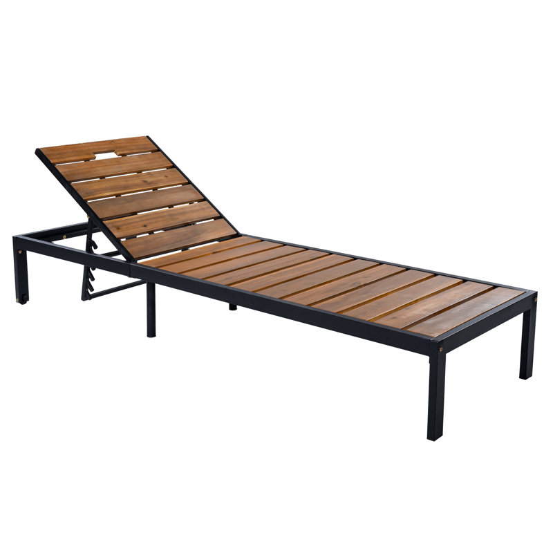 Méridiennes de patio réglables, acier acacia, bord de piscine moderne