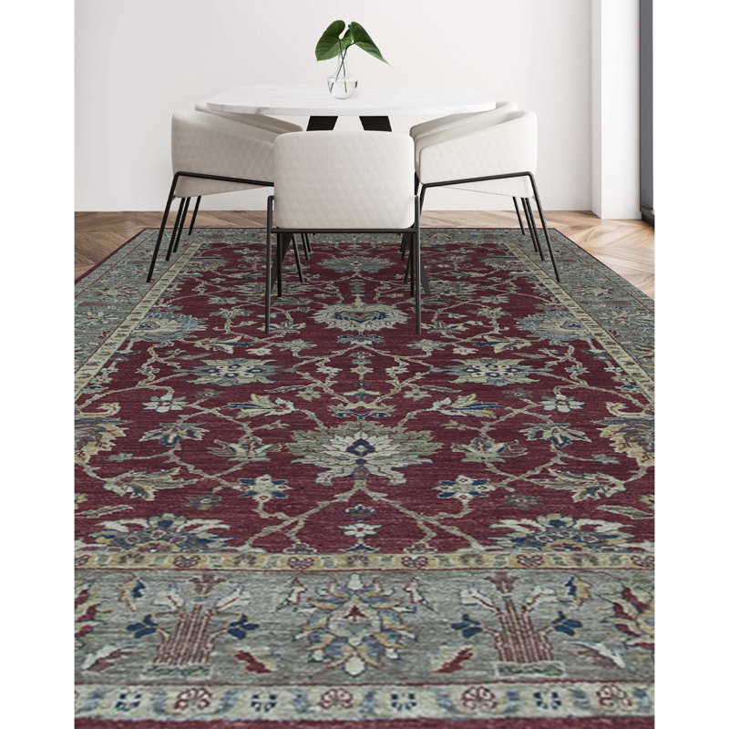 Ziegler Wool Oriental Area Rug in Wine/Beige