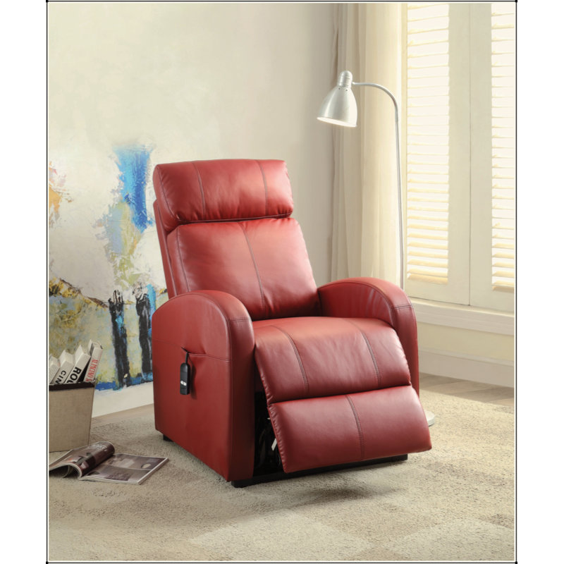 Red PU Recliner W/ Power Lift