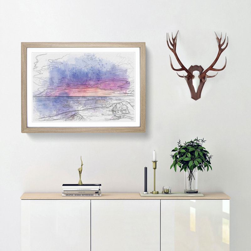 A Beach in Spain in Abstract - Picture Frame Graphic Art Print, 36cm H x 48cm W x 2cm D, Oak Framed