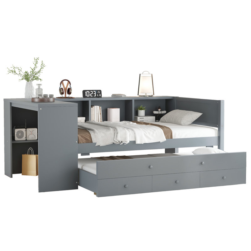 Lit de jour avec couchette, Grey, Lit simple