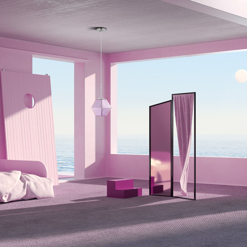 Luminaire suspendu géométrique 1 lumière Pegasus, Tourmaline rose