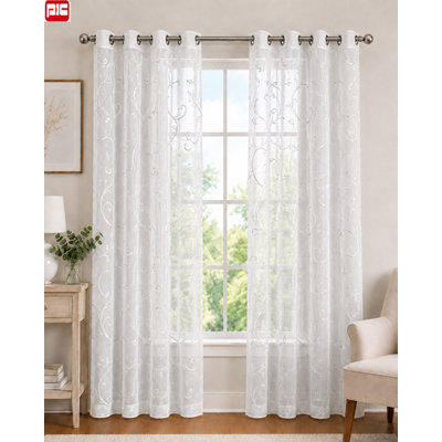Panneau de rideau simple floral avec œillets