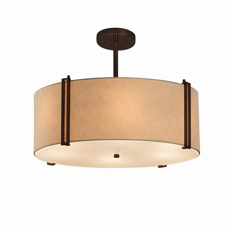 Geoffroy 3 - Light Dimmable Drum Chandelier, Dark Bronze, Cream