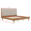 Lit en bois avec tête de lit tapissier en forme de clé de piano et pied central-478422801