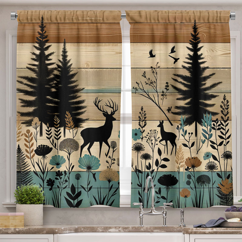 Ambesonne Tailored 55'' W Kitchen Curtain