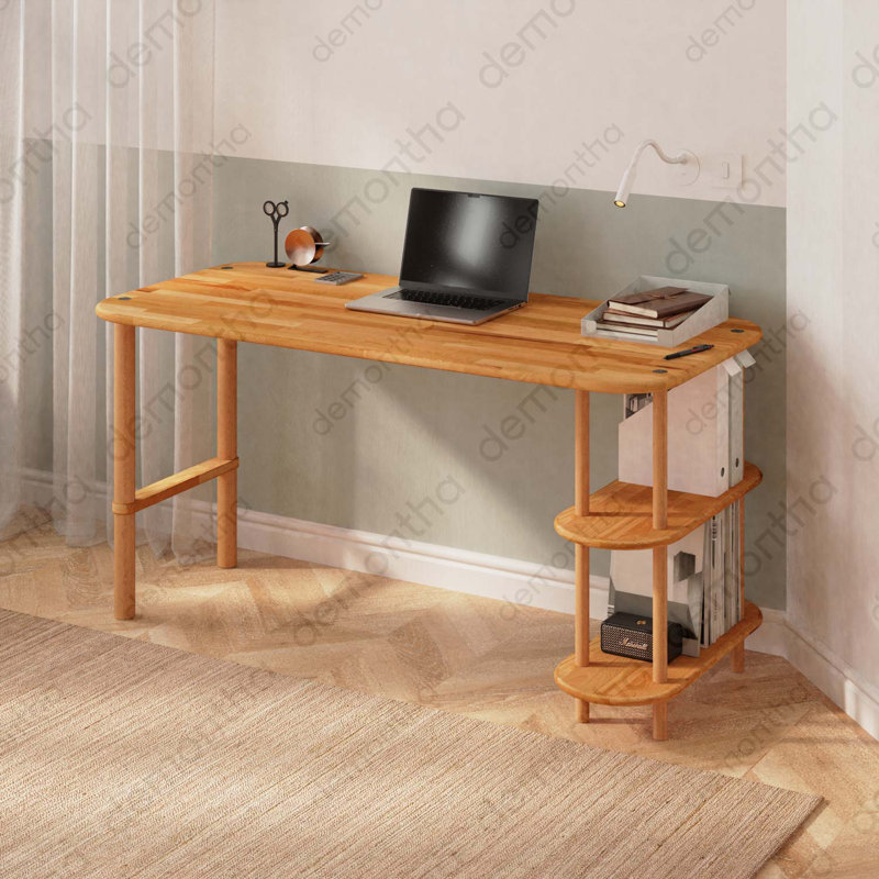 Bureau d'écriture en bois de hêtre massif Luka, H 29,9 po x l 59 po x P 27,5 po