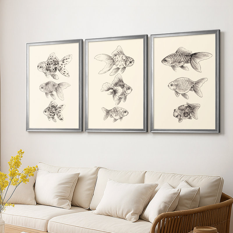 Goldfish II - Toile tendue avec châssis sur mesure - 3 pièces
