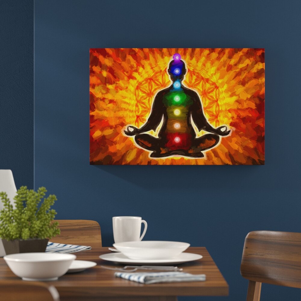 Leinwandbild "Meditation mit den 7 Chakren", Grafikdruck