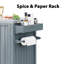 Îlot de cuisine extérieure K&K 66,5 po pour barbecues Big Green Egg, chariot en bois massif avec plateau en acier inoxydable, tiroir, gris-bleu