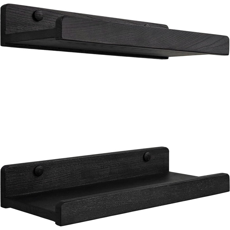 Bovian Floating Shelf, Black, 30.50" H x 13.60" W x 5.60" D