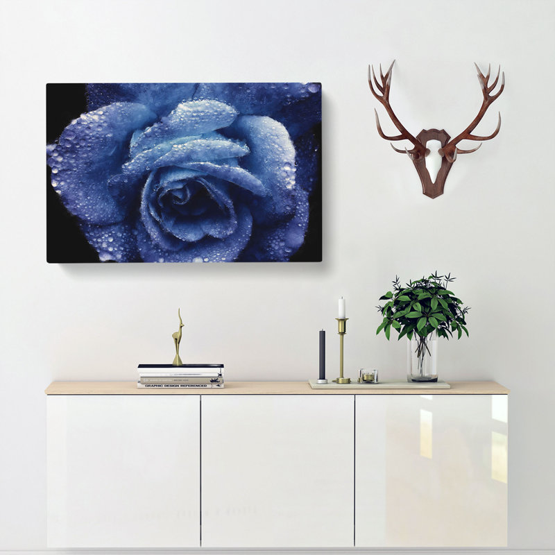 Blue Rose - Wrapped Canvas Painting, 35cm H x 50cm W x 3cm D