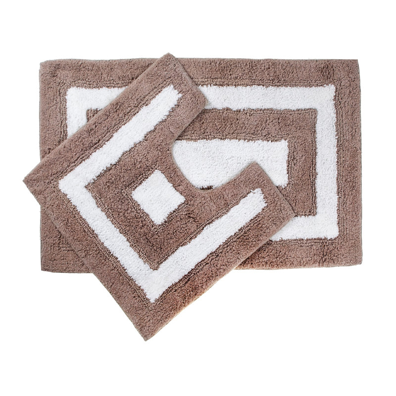 Frerichs Bath Rug, White/Taupe