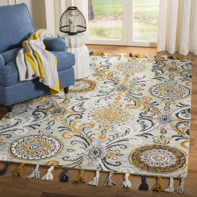 Guzi Hand Hooked Wool Oriental Rug, Rectangle 5' x 8'