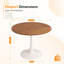 Table de salle à manger ronde tulipe blanche avec pied central en noyer, 4 couverts, plateau en MDF de 100 cm (39,4 pouces) pour cuisines résidentielles