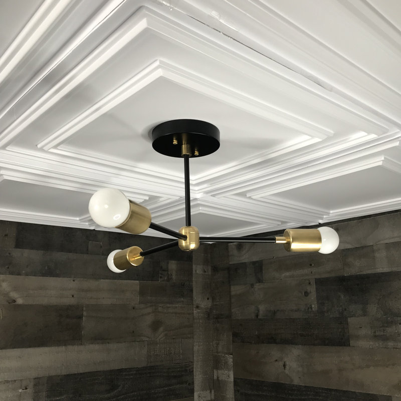 Lustree shpere 3 lumières spoutnik Mazie, Noir / Laiton