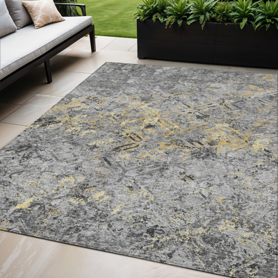 Tapis extérieur gris lavable argenté et gris anthracite 5 pi x 8 pi