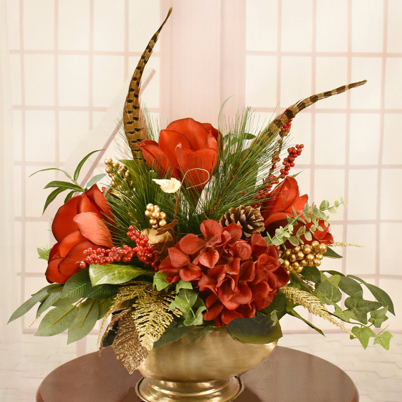 Faux Silk Magnolia Arrangement in Vase
