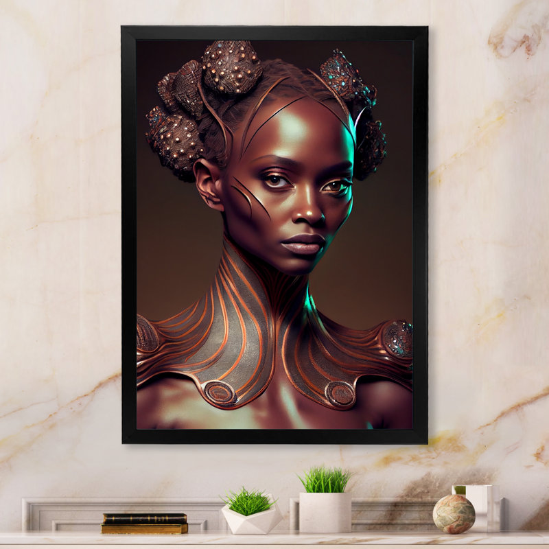 " Tribal African Woman III ", Black Picture Framed, 20" H x 12" W x 1" D