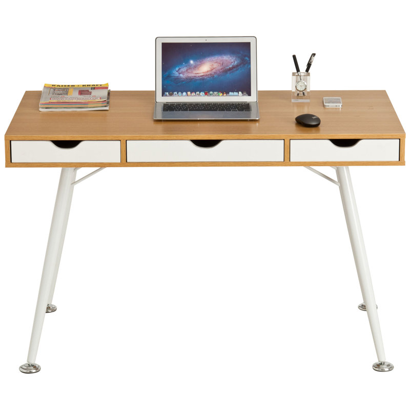 Evergreen Metal Base Writing Desk, Oak