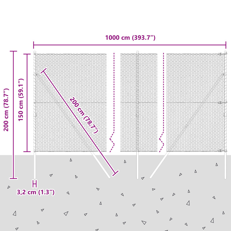 Vidaxl Hexagon Fence Steel, Green, 150cm H x 1000cm W