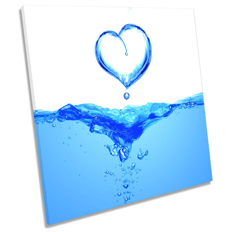 Heart Water Splash Bathroom - Wrapped Canvas Art Prints, 91.4" H x 91.4" W x 4" D