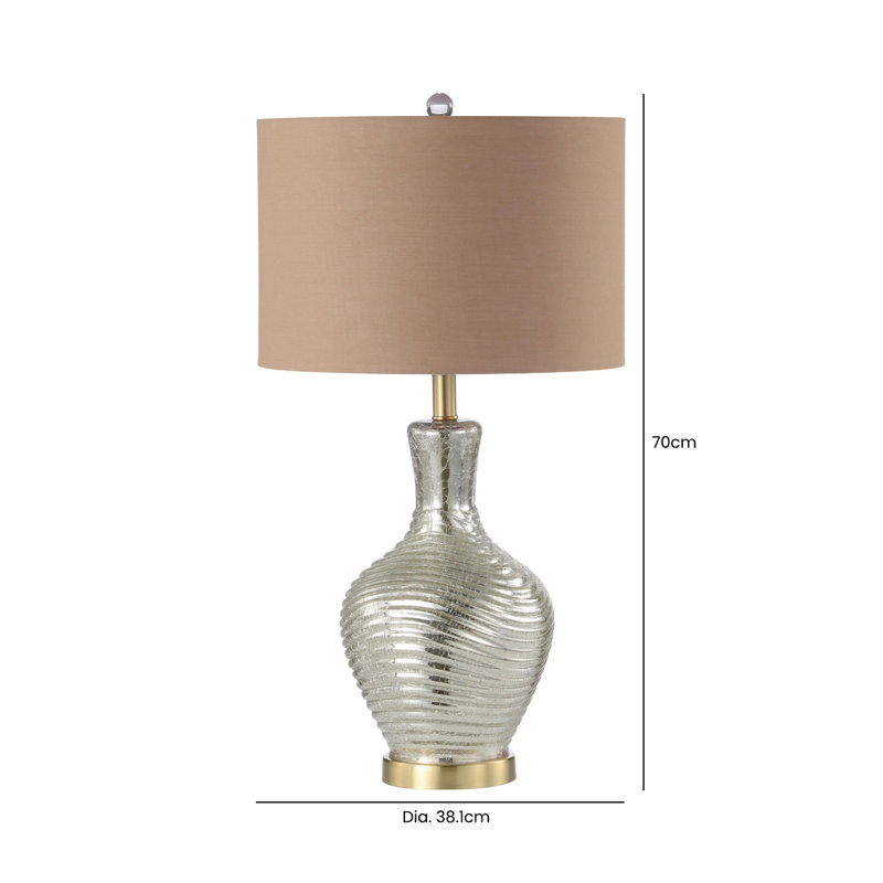 Cuauhtli 70cm Living Room Table Lamp with Glass Base, Bedside Buffet Lamp with Linen Shade