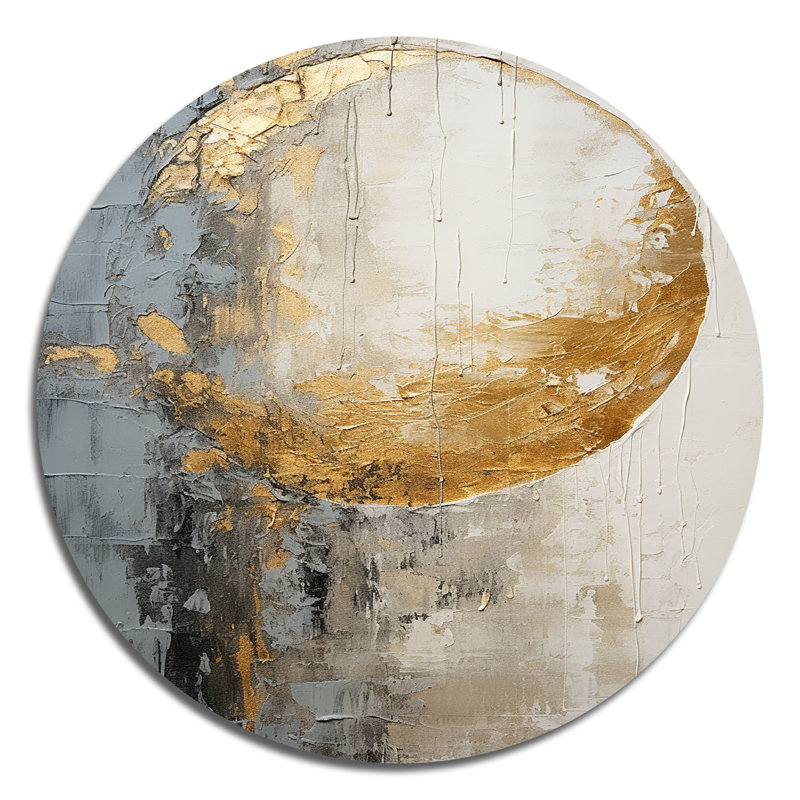 Pierre - Reproduction d'art abstrait en métal rond, H 16 po x l 16 po