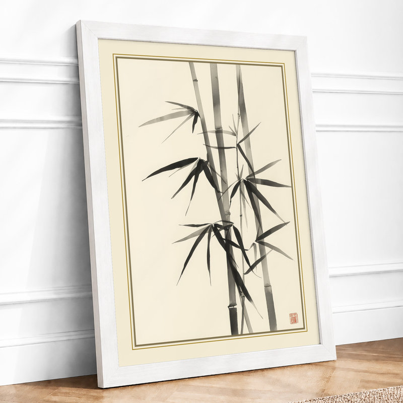 Bamboo in Ink Japandi - Framed Print, A4 - 29.7 x 21.0 cm, White