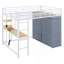 Lit mezzanine double en métal avec bureau, tablettes, prise de courant, lumière DEL et garde-robe-118019248-118019249