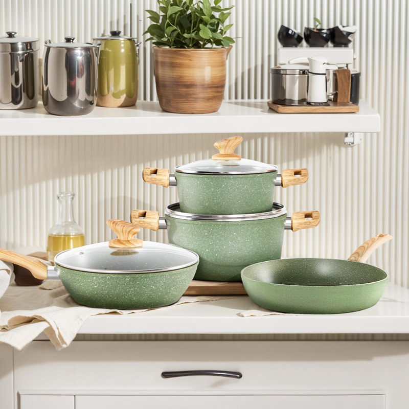 Non-Stick Aluminum Cookware Set, Green