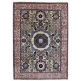 Hand Knotted Wool Area Rug in Sea Green And Beige