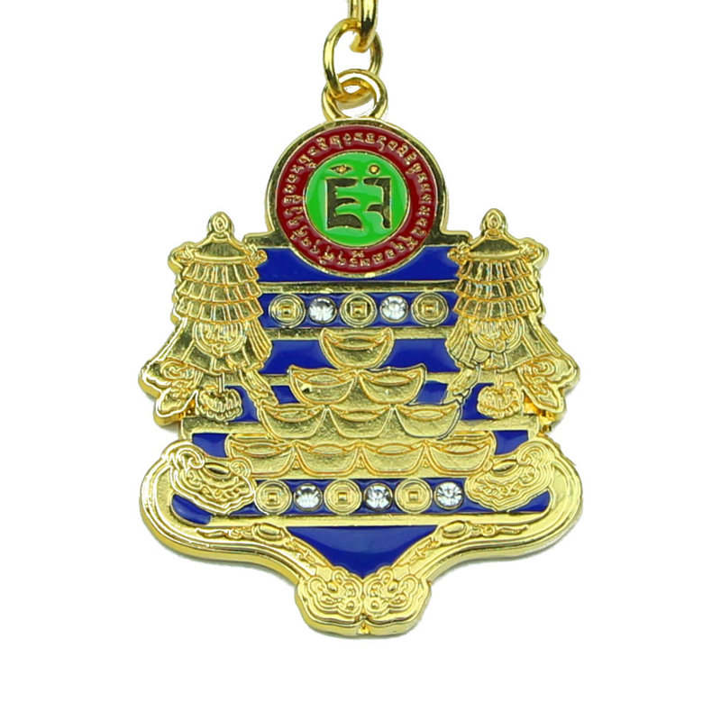 Feng Shui Import 2'' W Gold/Red/Blue Key Chain