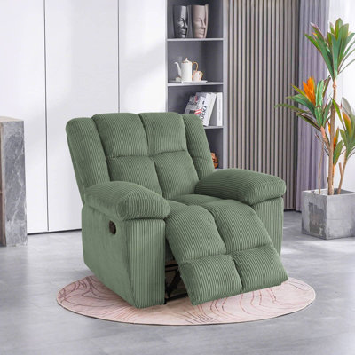 Green Stripe Fabric Power Recliner Chair