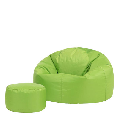 icon Kingston Adult Classic Indoor Outdoor Bean Bag & Square Footstool Pouffe Black