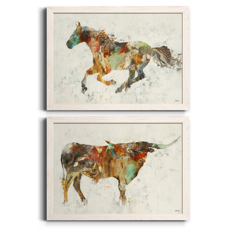 Totem II - ensemble de 2 reproductions, Toile blanche encadrée, H 37,5 po x l 55 po x P 1,5 po, Pas de tapis