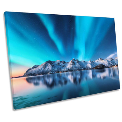 Northern Lights Mountains - Wrapped Canvas Art Prints