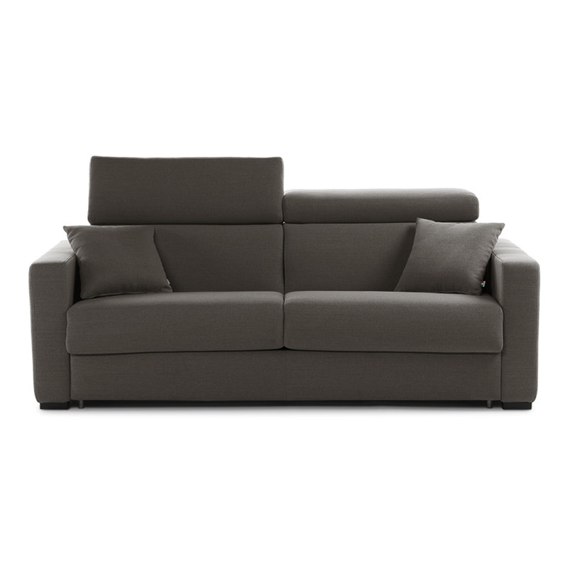 Bellinda 81" Genuine Italian Top Grain Leather Queen Sleeper Sofa Bed with Memory Foam Mattress and Ratcheting Adjustable Headrests