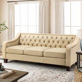 Bethea 81.28" Genuine Leather 3-Seat Sofa with Tufted Back