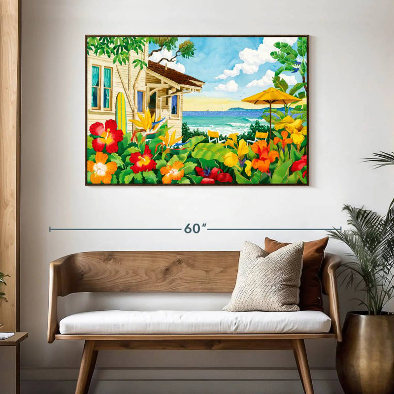 The Good Life, 46 po x 31 po, Cadre flottant noyer