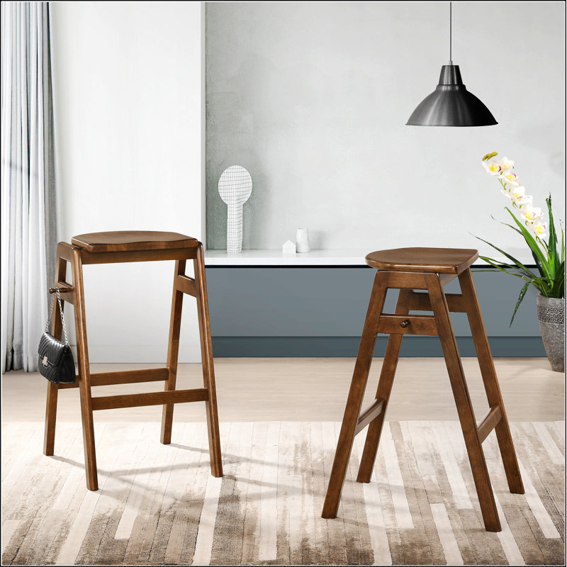 Mid-Century Modern Wood Stackable Barstools