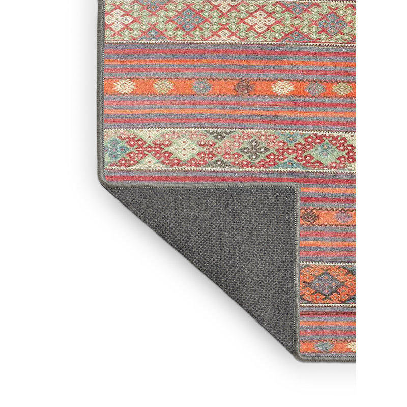 Tapis rouge / vert Southwestern, Rectangle 5 pi x 8 pi