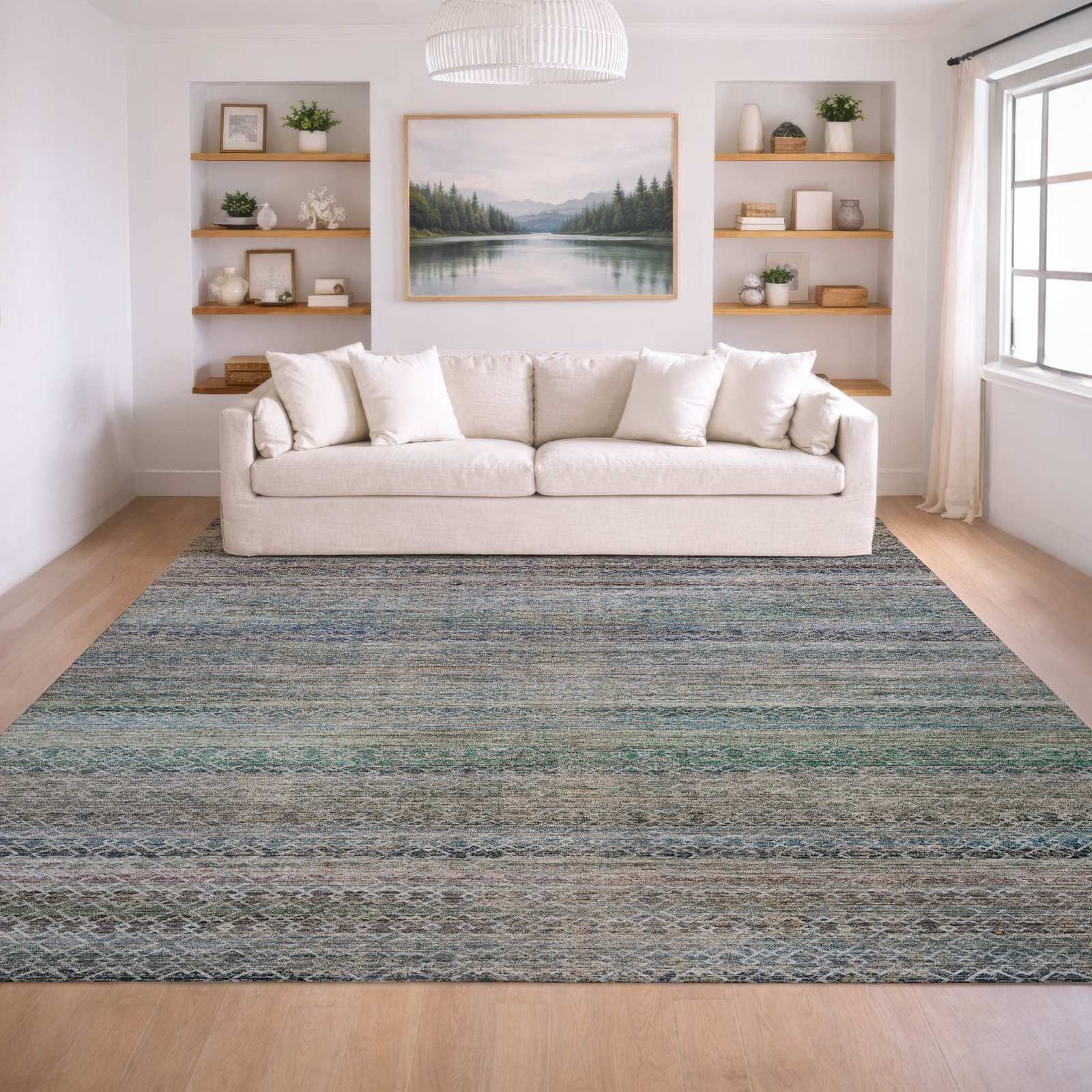 Tirico Geometric Casual Rug, Sky, 9' x 12'